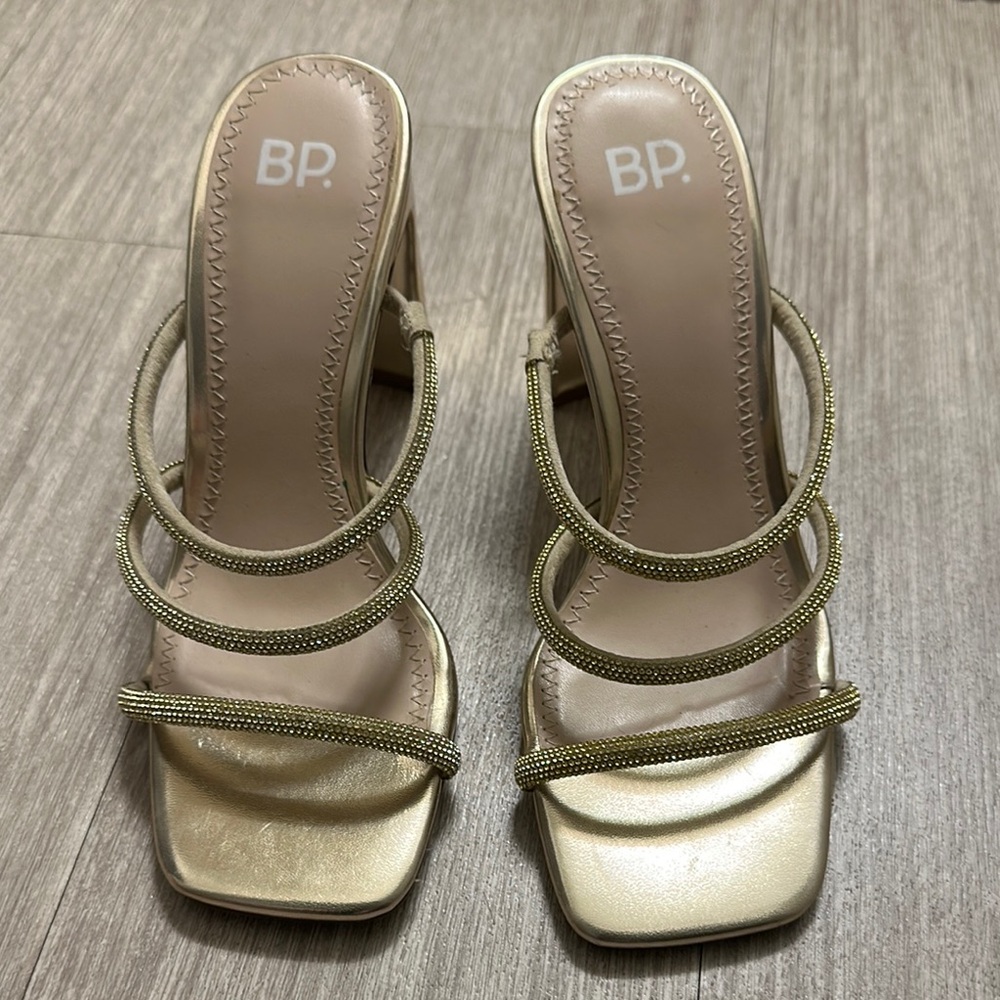 BP Metallic Gold Strappy Heels